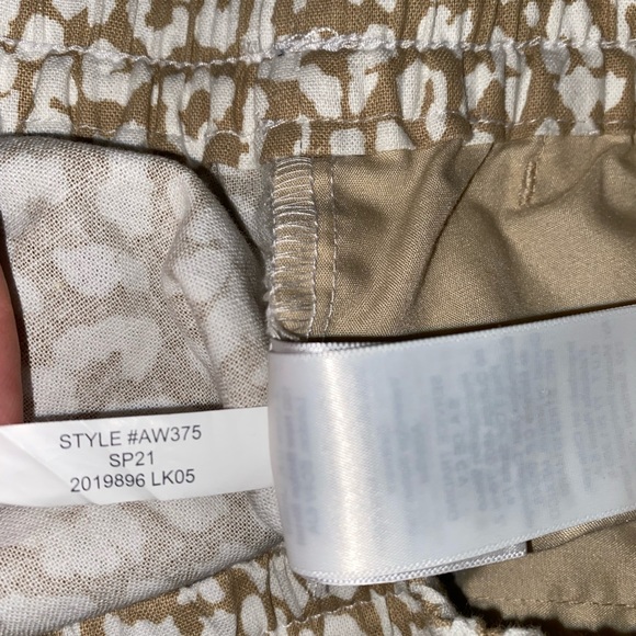 🎉HP🎉 NEW J.Crew Linen Leopard Drawstring Pants Elastic Waist Tan White Sz 14 - Picture 5 of 12